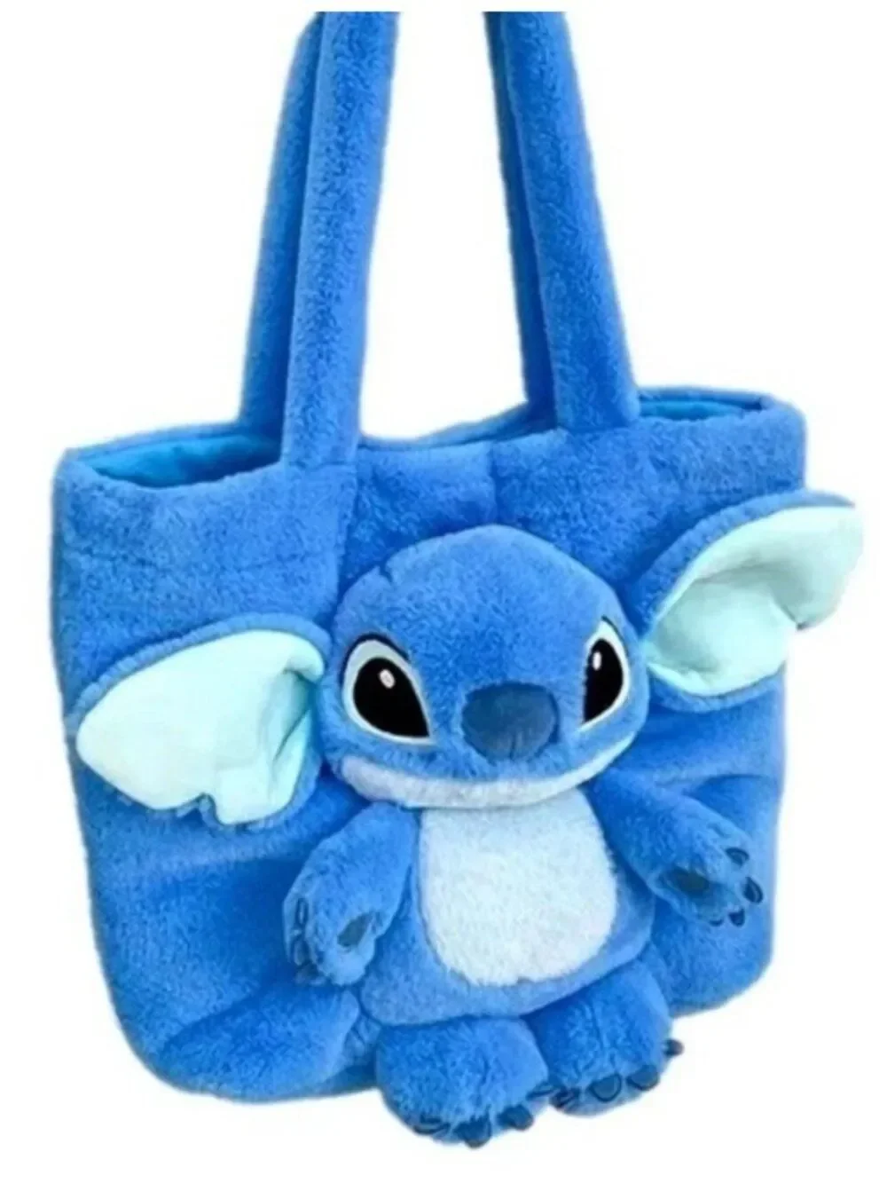 Childrens Girls Stitch Plush Faux Fur Tote Bag Double Handles Handbag Travel New